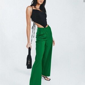 Princess Polly High-Rise Wide Leg Pants in Green